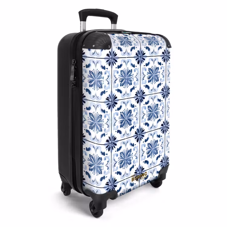 Patroon - Tegel - Blauw NBS - Handbagage koffer - Volwassenen Unisex middel -productfoto_3d