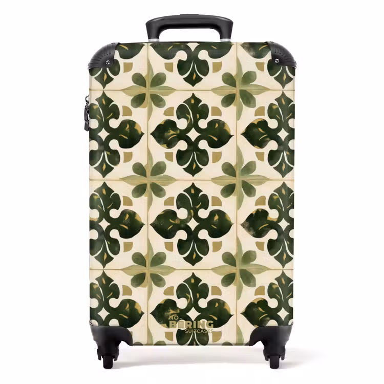 Patroon - Tegel - Groen NBS - Handbagage koffer - Volwassenen Unisex middel -productfoto_recht