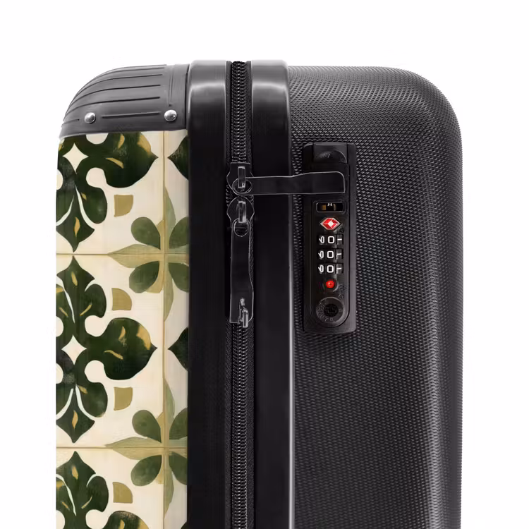 Patroon - Tegel - Groen NBS - Handbagage koffer - Volwassenen Unisex middel -slot