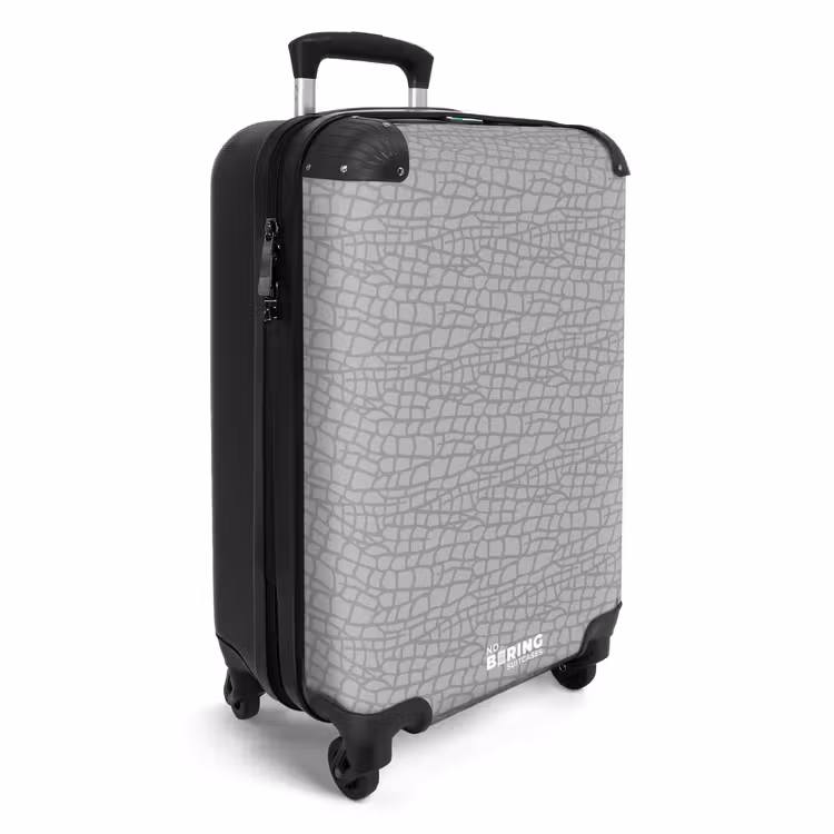 Grijze reptielenhuidstructuur NBS - Handbagage koffer - Volwassenen Unisex middel -productfoto_3d