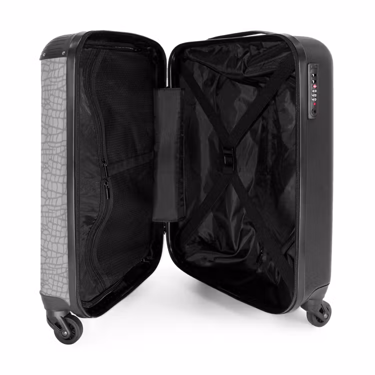 Grijze reptielenhuidstructuur NBS - Handbagage koffer - Volwassenen Unisex middel -binnenkant