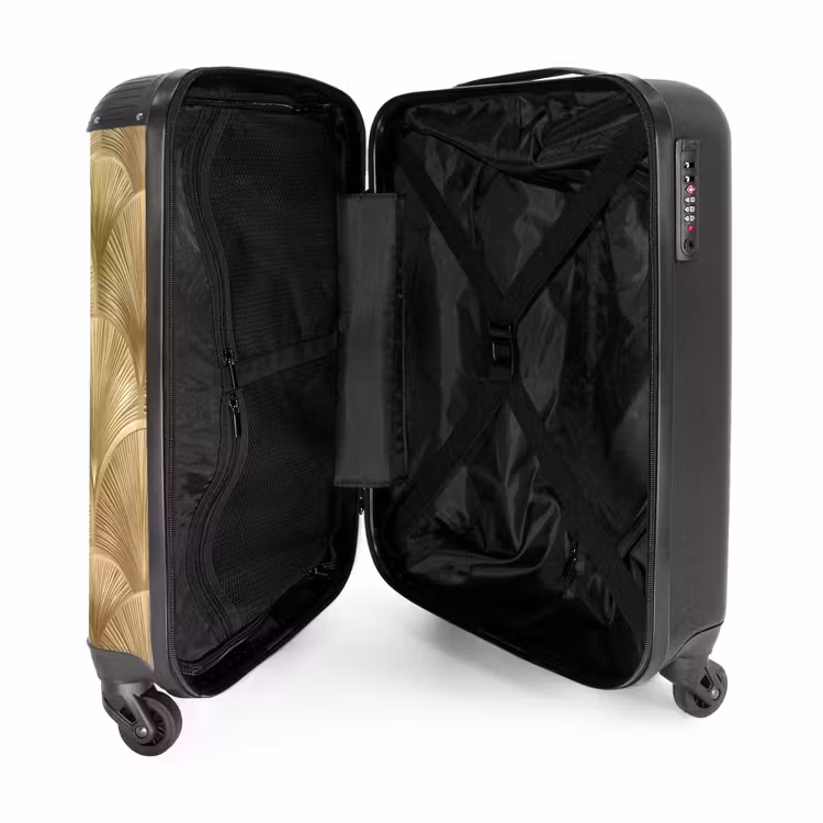 Patroon - Waaier - Goud NBS - Handbagage koffer - Volwassenen Unisex middel -binnenkant