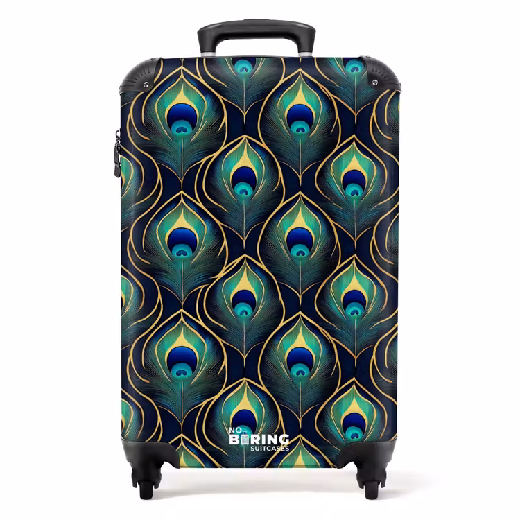 Koffer - Pauw - Veren - Groen - Pauw - Veren - Groen NBS - Handbagage koffer - Volwassenen Unisex middel