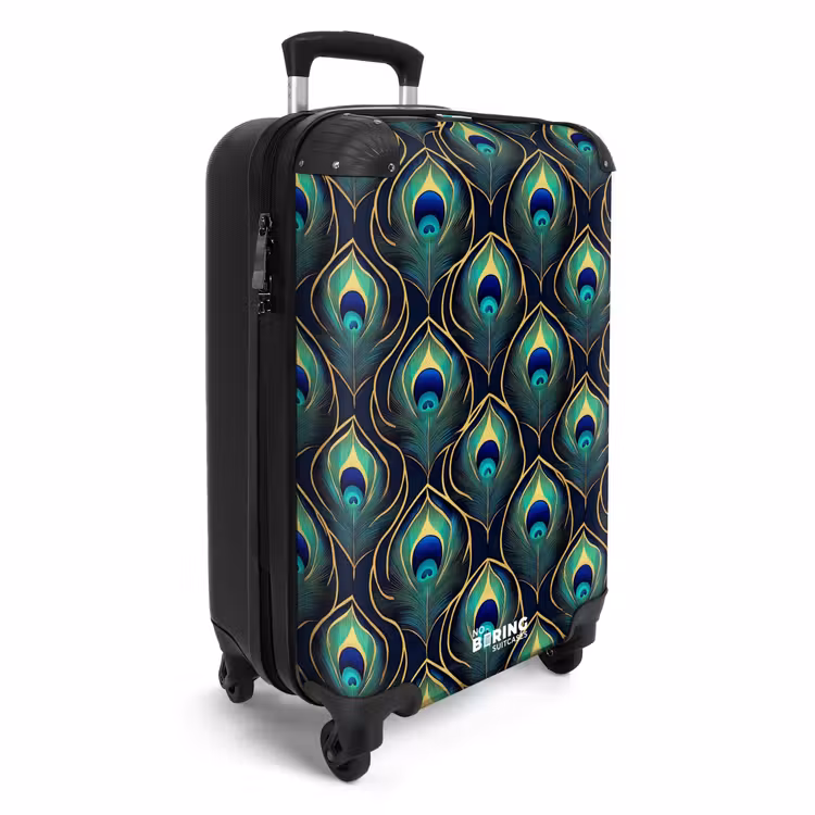 Koffer - Pauw - Veren - Groen - Pauw - Veren - Groen NBS - Handbagage koffer - Volwassenen Unisex middel