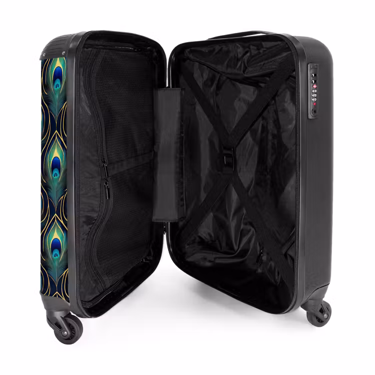 Koffer - Pauw - Veren - Groen - Pauw - Veren - Groen NBS - Handbagage koffer - Volwassenen Unisex middel