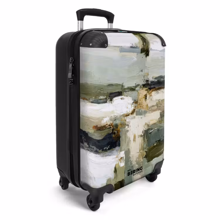 Penseelstreken - Groen - Abstract - Japandi NBS - Handbagage koffer - Volwassenen Unisex middel -productfoto_3d