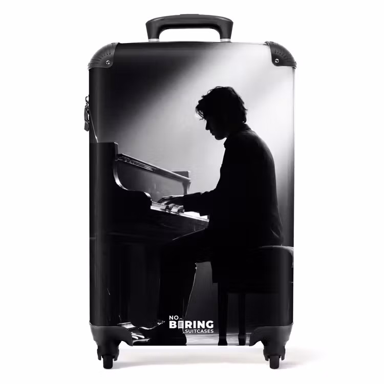 Koffer - Persoon - Piano - Muziek - Zwart-wit - Podium - Persoon - Piano - Muziek - Zwart-wit - Podium NBS - Handbagage koffer - Volwassenen Unisex middel