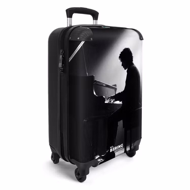 Koffer - Persoon - Piano - Muziek - Zwart-wit - Podium - Persoon - Piano - Muziek - Zwart-wit - Podium NBS - Handbagage koffer - Volwassenen Unisex middel
