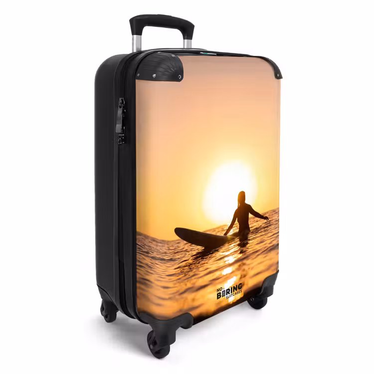 Koffer - Persoon - Surfen - Zonsondergang - Zee - Oranje - Persoon - Surfen - Zonsondergang - Zee - Oranje NBS - Handbagage koffer - Volwassenen Unisex middel