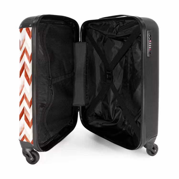 Pijlen patroon rood NBS - Handbagage koffer - Volwassenen Unisex middel -binnenkant