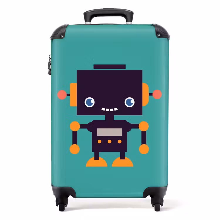 Pixel robot green NBS - Handbagage koffer - Unisex middel -productfoto_recht