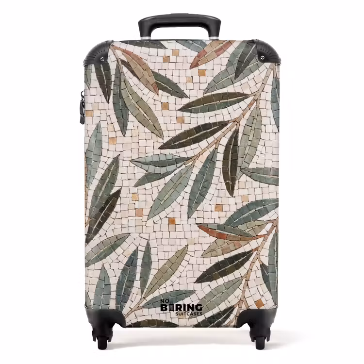 Koffer - Plant - Blad - Mozaïek - Groen - Plant - Blad - Mozaïek - Groen NBS - Handbagage koffer - Volwassenen Unisex middel