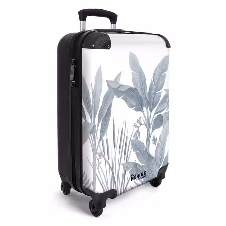 Koffer - Planten - Bladeren - Natuur - Grijs - Planten - Bladeren - Natuur - Grijs NBS - Handbagage koffer - Volwassenen Unisex middel