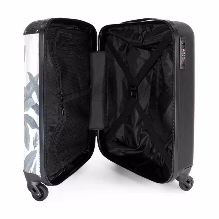 Koffer - Planten - Bladeren - Natuur - Grijs - Planten - Bladeren - Natuur - Grijs NBS - Handbagage koffer - Volwassenen Unisex middel
