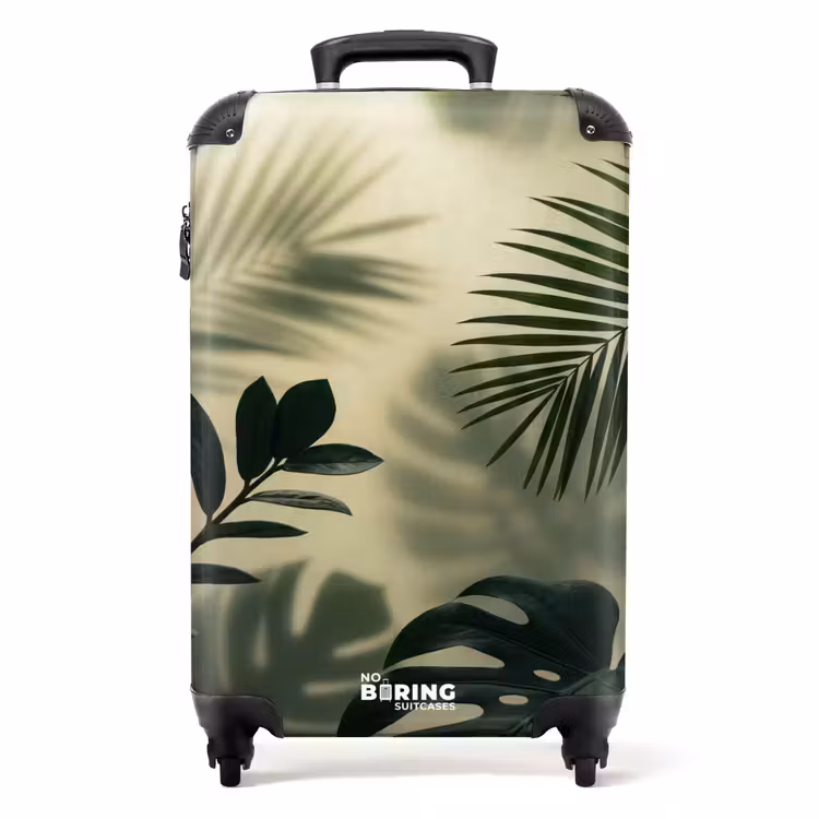 Koffer - Planten - Bladeren - Schaduwen - Groen - Modern - Planten - Bladeren - Schaduwen - Groen - Modern NBS - Handbagage koffer - Volwassenen Unisex middel