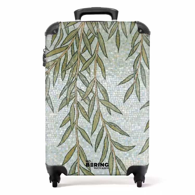 Koffer - Planten - Mozaïek - Patroon - Groen - Blauw - Planten - Mozaïek - Patroon - Groen - Blauw NBS - Handbagage koffer - Volwassenen Unisex middel