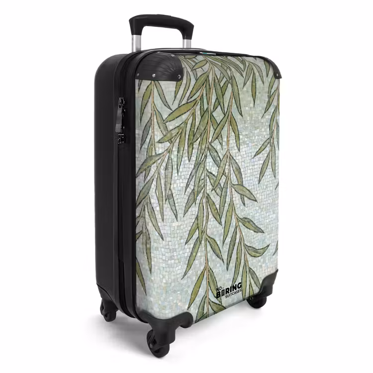 Koffer - Planten - Mozaïek - Patroon - Groen - Blauw - Planten - Mozaïek - Patroon - Groen - Blauw NBS - Handbagage koffer - Volwassenen Unisex middel