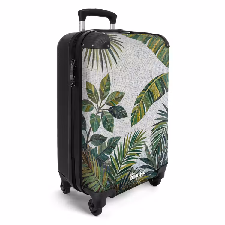Koffer - Planten - Tropisch - Mozaïek - Groen - Natuur - Planten - Tropisch - Mozaïek - Groen - Natuur NBS - Handbagage koffer - Volwassenen Unisex middel