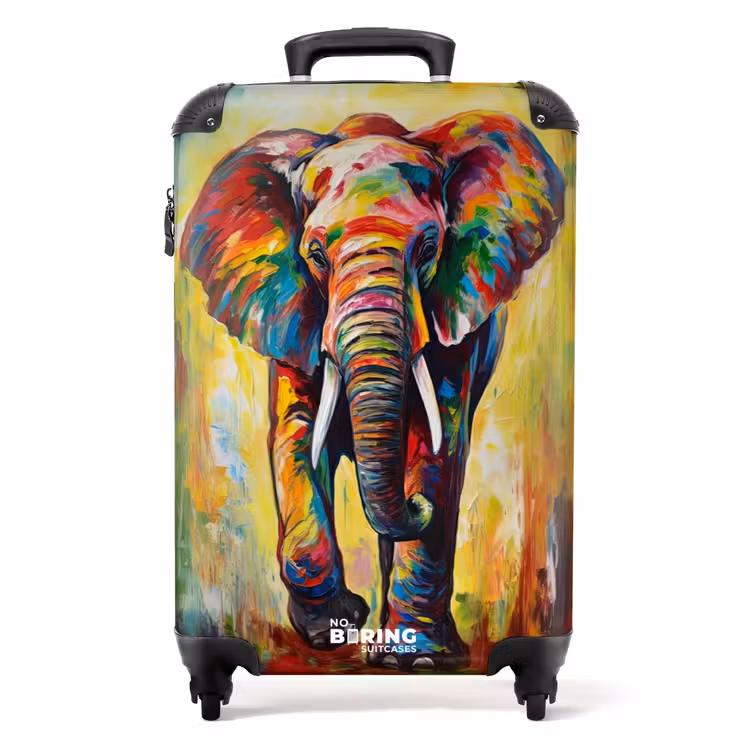 Portret van een olifant als olieverf kunstwerk NBS - Handbagage koffer - Unisex middel -productfoto_recht