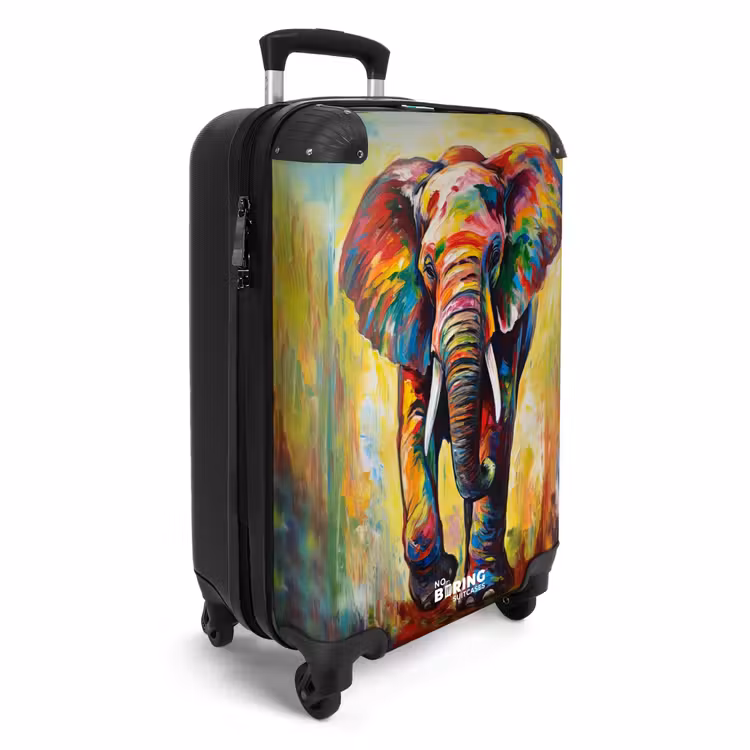 Portret van een olifant als olieverf kunstwerk NBS - Handbagage koffer - Unisex middel -productfoto_3d