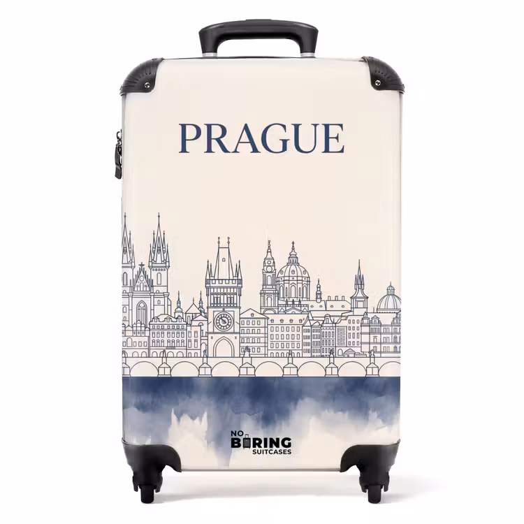 Koffer - Praag - Skyline - Architectuur - Blauw - Praag - Skyline - Architectuur - Blauw NBS - Handbagage koffer - Volwassenen Unisex middel