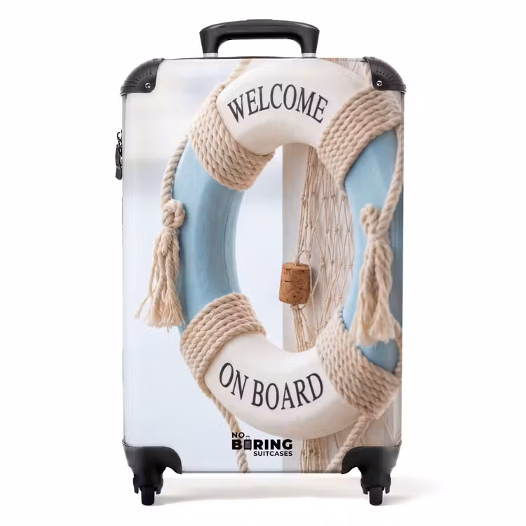 Koffer - Reddingsboei - Maritiem - Welkom - Blauw - Wit - Reddingsboei - Maritiem - Welkom - Blauw - Wit NBS - Handbagage koffer - Volwassenen Unisex middel
