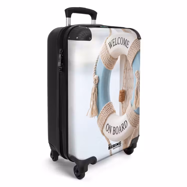 Koffer - Reddingsboei - Maritiem - Welkom - Blauw - Wit - Reddingsboei - Maritiem - Welkom - Blauw - Wit NBS - Handbagage koffer - Volwassenen Unisex middel