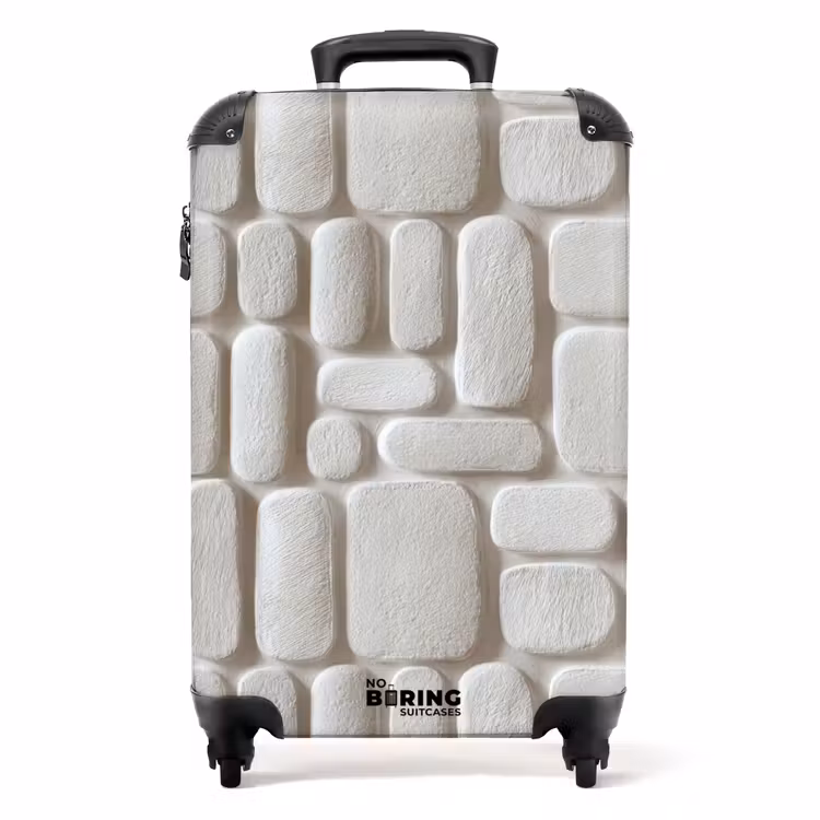 Reliëf - Structuur - Wit NBS - Handbagage koffer - Volwassenen Unisex middel -productfoto_recht