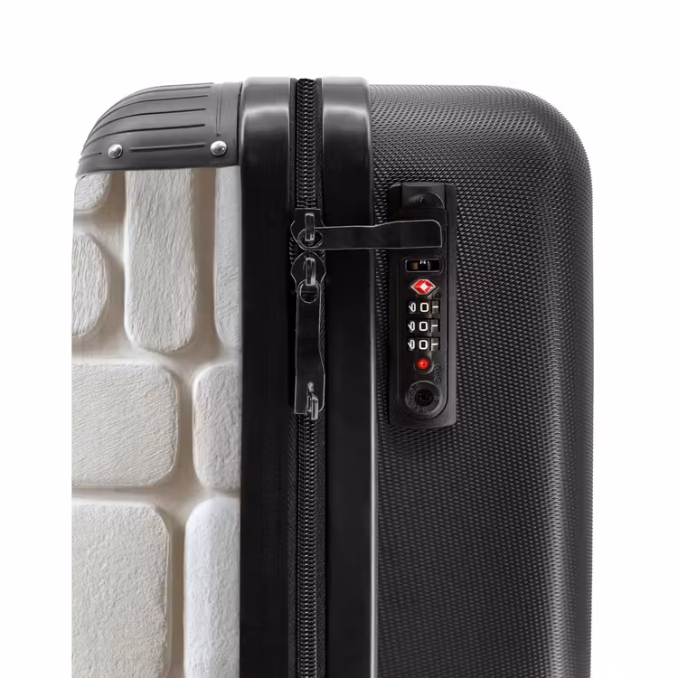 Reliëf - Structuur - Wit NBS - Handbagage koffer - Volwassenen Unisex middel -slot