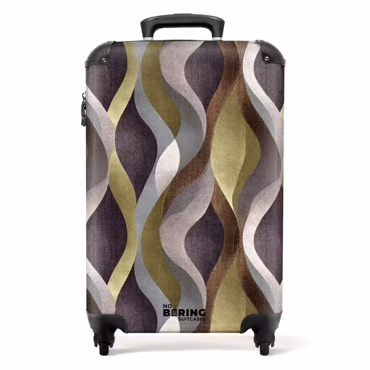 Koffer - Retro - Banen - Kleurrijk - Retro - Banen - Kleurrijk NBS - Handbagage koffer - Volwassenen Unisex middel