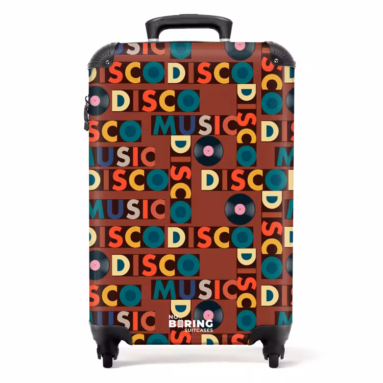 Retro disco 70s tekst patroon kleurrijk NBS - Handbagage koffer - Volwassenen Unisex middel -productfoto_recht