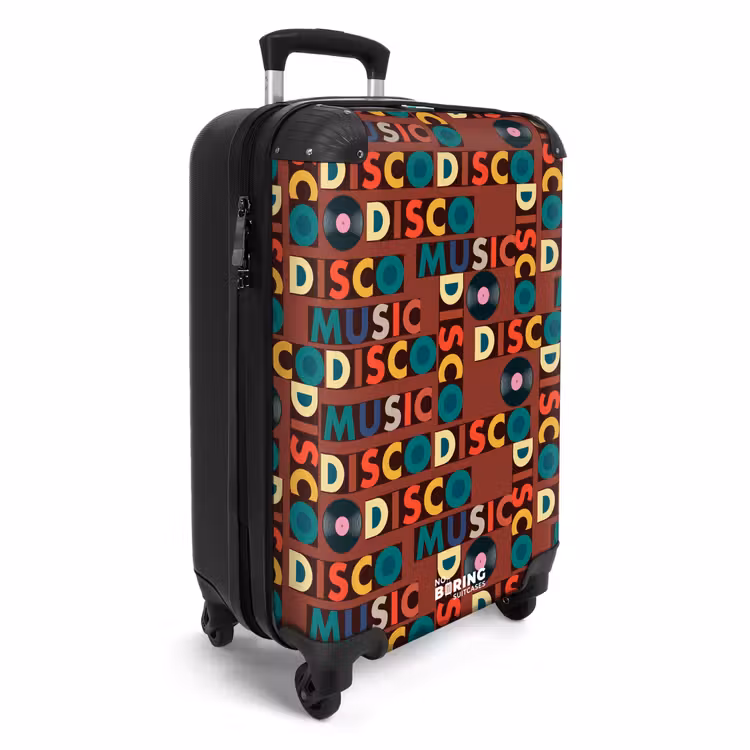 Retro disco 70s tekst patroon kleurrijk NBS - Handbagage koffer - Volwassenen Unisex middel -productfoto_3d