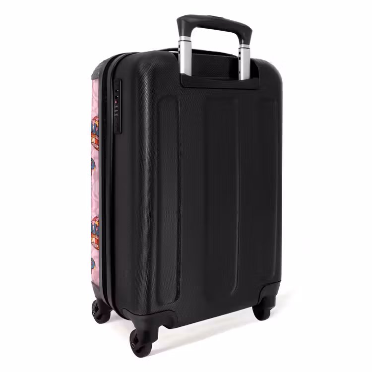 Retro discobal patroon roze NBS - Handbagage koffer - Volwassenen Unisex middel -achterkant