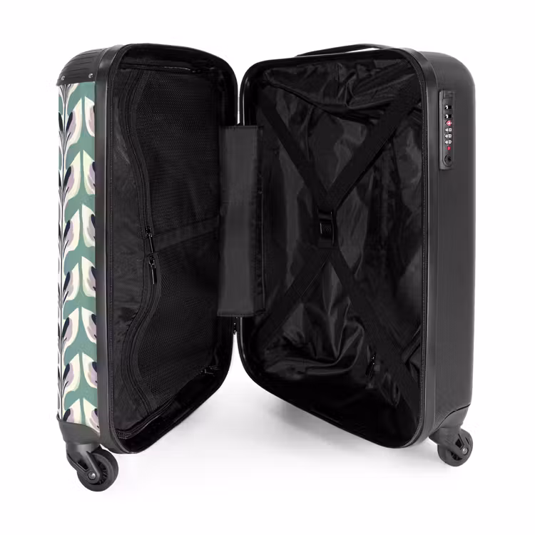 Retro - Modern - Groen NBS - Handbagage koffer - Volwassenen Unisex middel -binnenkant