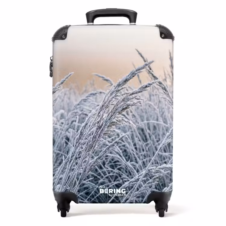 Koffer - Rijp - Gras - Kristallen - Winter - Minimalistisch - Rijp - Gras - Kristallen - Winter - Minimalistisch NBS - Handbagage koffer - Volwassenen Unisex middel