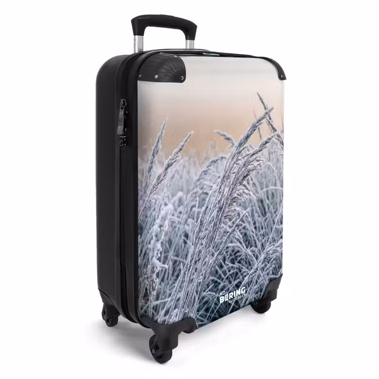 Koffer - Rijp - Gras - Kristallen - Winter - Minimalistisch - Rijp - Gras - Kristallen - Winter - Minimalistisch NBS - Handbagage koffer - Volwassenen Unisex middel