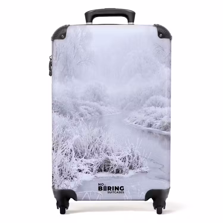 Koffer - Rivier - Sneeuw - Bos - Winter - Schilderachtig - Rivier - Sneeuw - Bos - Winter - Schilderachtig NBS - Handbagage koffer - Volwassenen Unisex middel