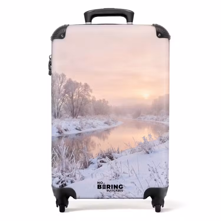 Koffer - Rivier - Winter - Landschap - Sneeuw - Zonsopgang - Rivier - Winter - Landschap - Sneeuw - Zonsopgang NBS - Handbagage koffer - Volwassenen Unisex middel