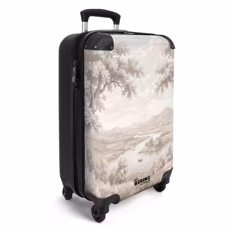 Koffer - Rivierlandschap - Bergen - Natuur - Vintage - Beige - Rivierlandschap - Bergen - Natuur - Vintage - Beige NBS - Handbagage koffer - Volwassenen Unisex middel