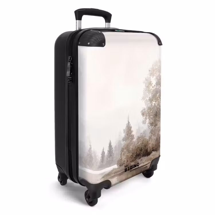 Rivierlandschap - Minimalistisch - Aardetinten NBS - Handbagage koffer - Volwassenen Unisex middel -productfoto_3d