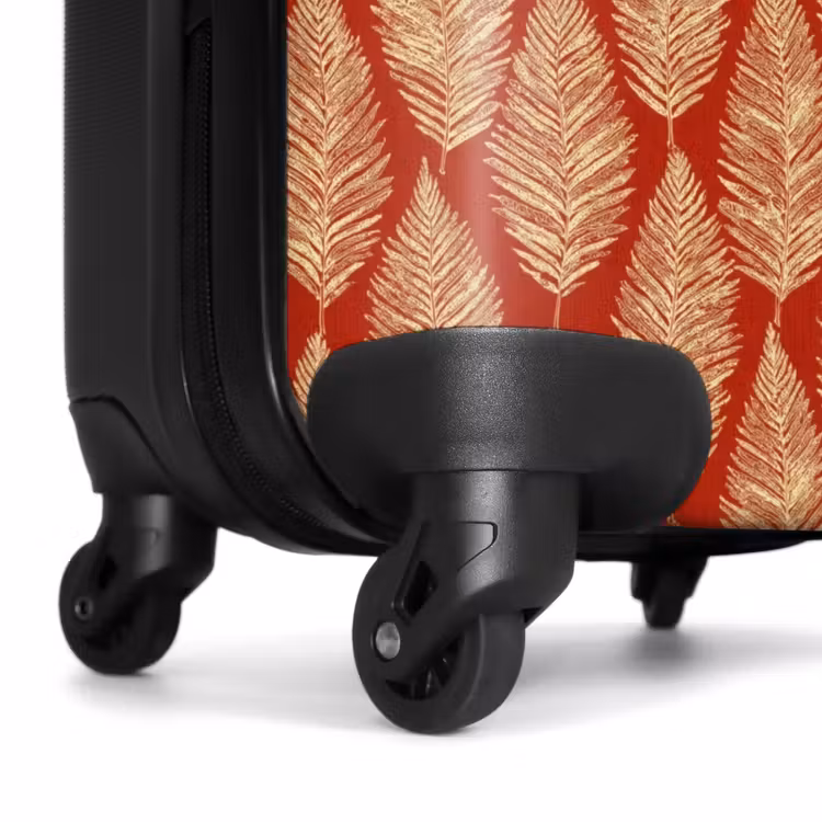 Koffer - Rood - Botanisch - Varen - Patroon - Rood - Botanisch - Varen - Patroon NBS - Handbagage koffer - Volwassenen Unisex middel