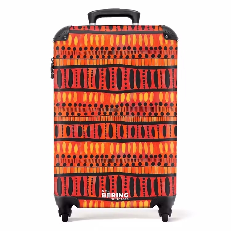 Koffer - Rood - Oranje - Etnisch - Expressief - Patroon - Rood - Oranje - Etnisch - Expressief - Patroon NBS - Handbagage koffer - Volwassenen Unisex middel