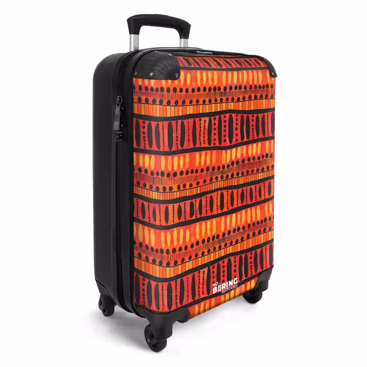 Koffer - Rood - Oranje - Etnisch - Expressief - Patroon - Rood - Oranje - Etnisch - Expressief - Patroon NBS - Handbagage koffer - Volwassenen Unisex middel