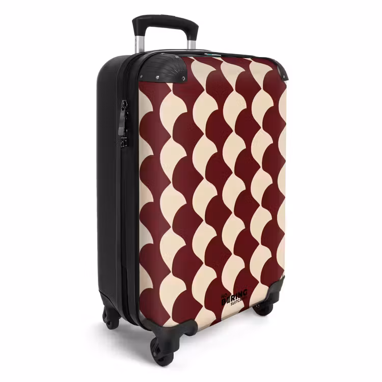 Rood - Tegelpatroon - Crème NBS - Handbagage koffer - Volwassenen Unisex middel -productfoto_3d