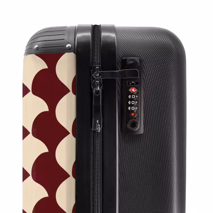 Rood - Tegelpatroon - Crème NBS - Handbagage koffer - Volwassenen Unisex middel -slot