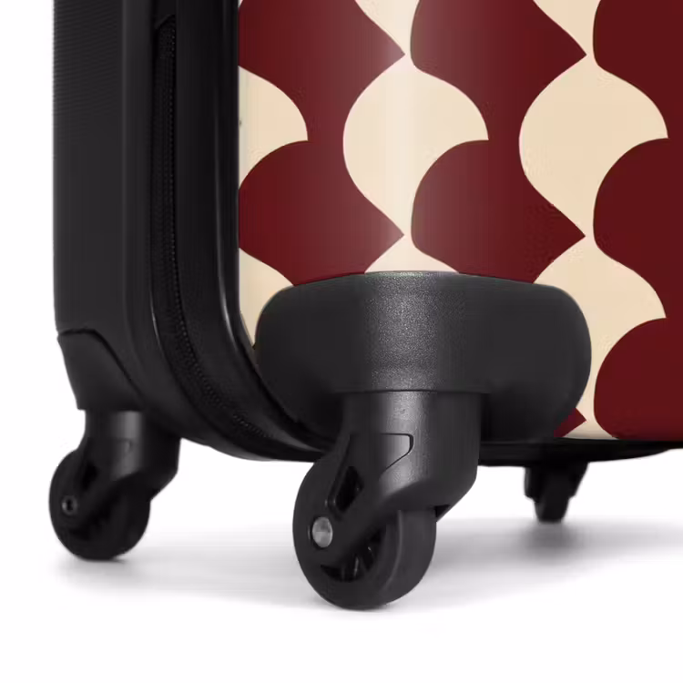 Rood - Tegelpatroon - Crème NBS - Handbagage koffer - Volwassenen Unisex middel -wiel