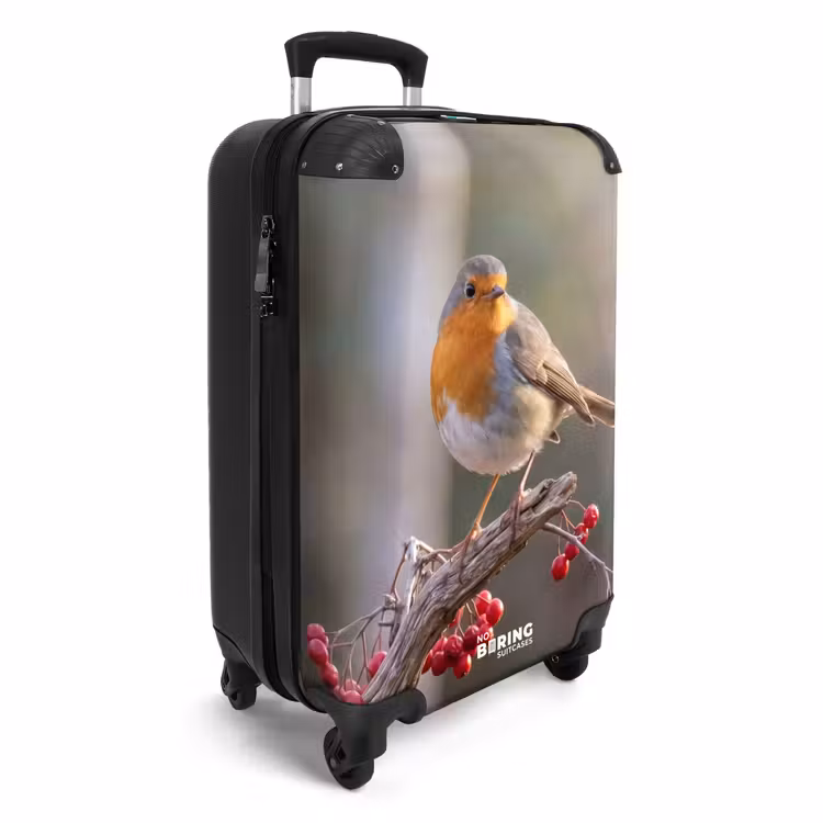 Koffer - Roodborst - Tak - Bessen - Natuur - Roodborst - Tak - Bessen - Natuur NBS - Handbagage koffer - Volwassenen Unisex middel