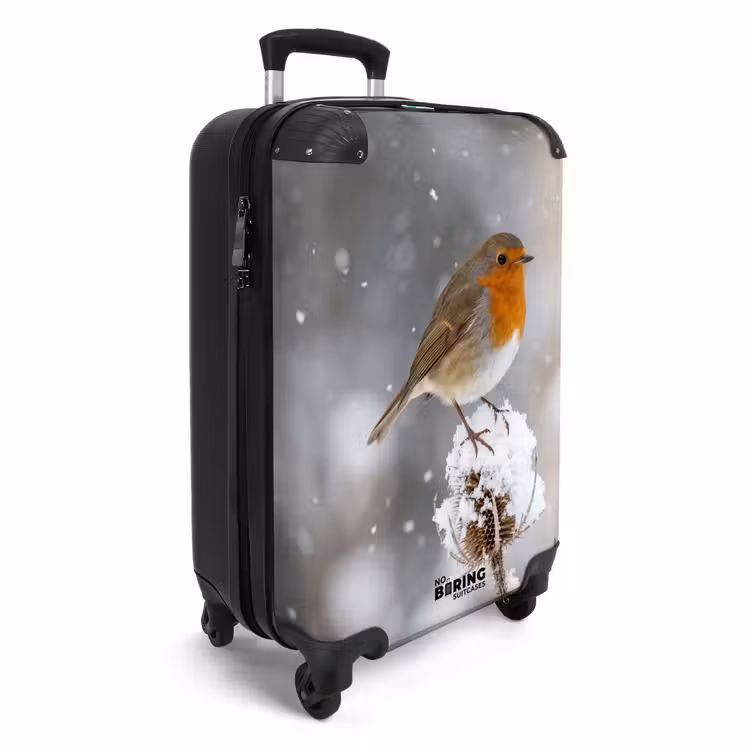 Koffer - Roodborstje - Gedroogde bloem - Sneeuw - Winter - Vertederend - Roodborstje - Gedroogde bloem - Sneeuw - Winter - Vertederend NBS - Handbagage koffer - Volwassenen Unisex middel