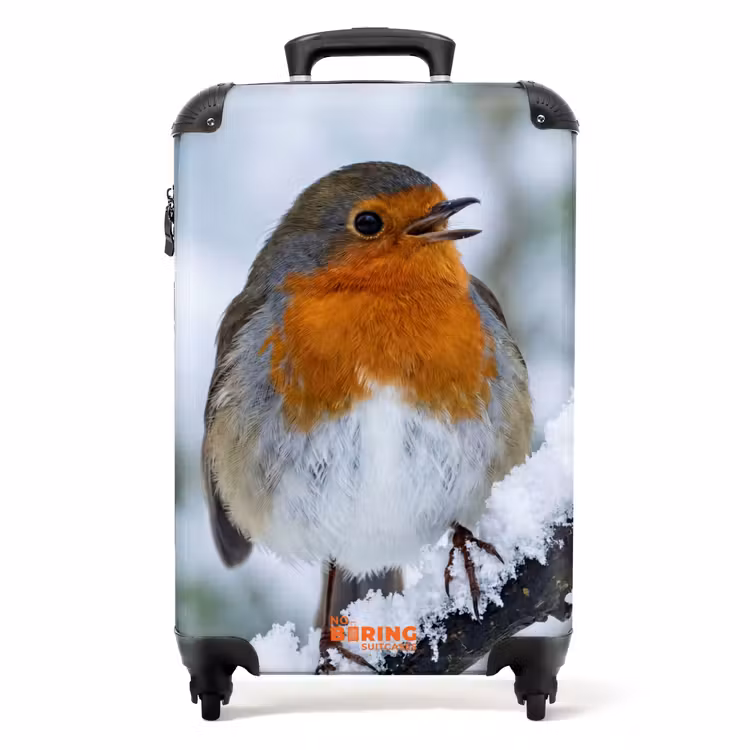 Koffer - Roodborstje - Tak - Sneeuw - Winter - Levendig - Roodborstje - Tak - Sneeuw - Winter - Levendig NBS - Handbagage koffer - Volwassenen Unisex middel