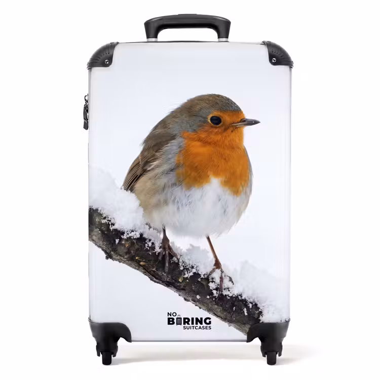Koffer - Roodborstje - Tak - Sneeuw - Winter - Levendig - Roodborstje - Tak - Sneeuw - Winter - Levendig NBS - Handbagage koffer - Volwassenen Unisex middel